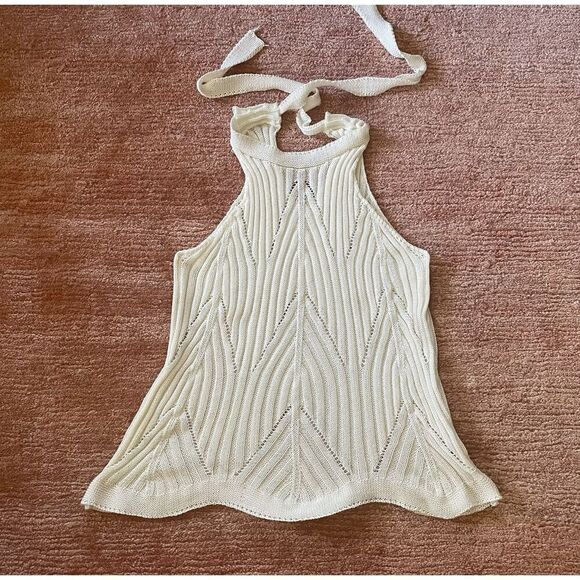 Knitted Cream Stretch Sleeveless Top Size S-L Brand New - Picture 1 of 7